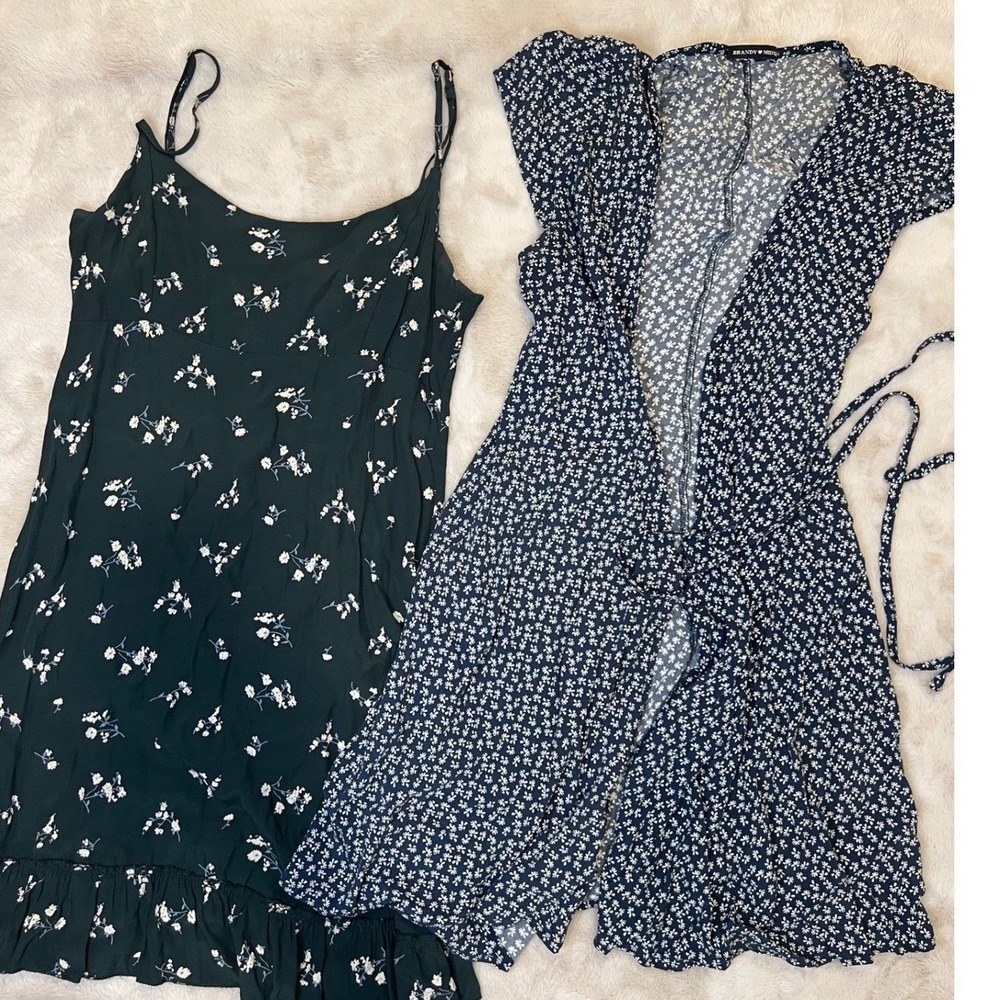 Brandy Melville Floral Dress and Romper Bundle Blue Green One Size